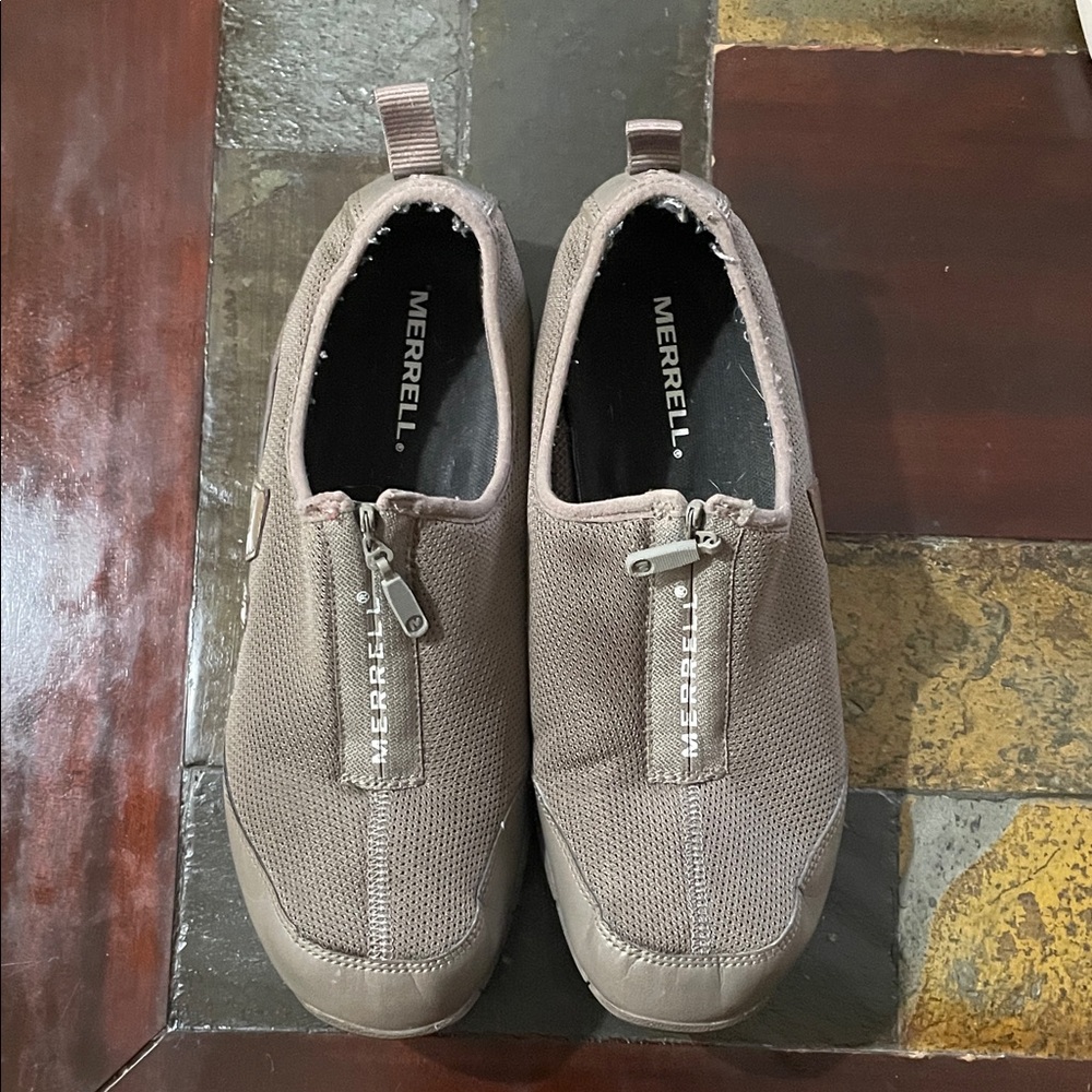 Merrell Taupe Zipper Slip-On Shoes